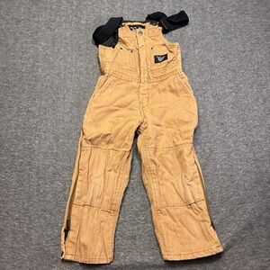 Walls Blizzard Pruf YOUTH Sz S 6/7 Duck Canvas Bibs Overalls Leg Zip Quilt-Lined